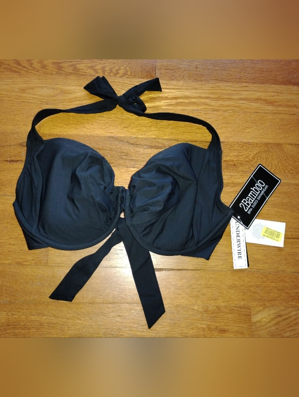 2bamboo Black Halter Underwire Bikini Top
